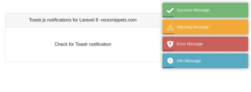 Laravel 7/6  Toastr Notifications using yoeunes/toastr package